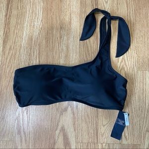 A&F One Shoulder Tie Bikini Top Bralette Black Med